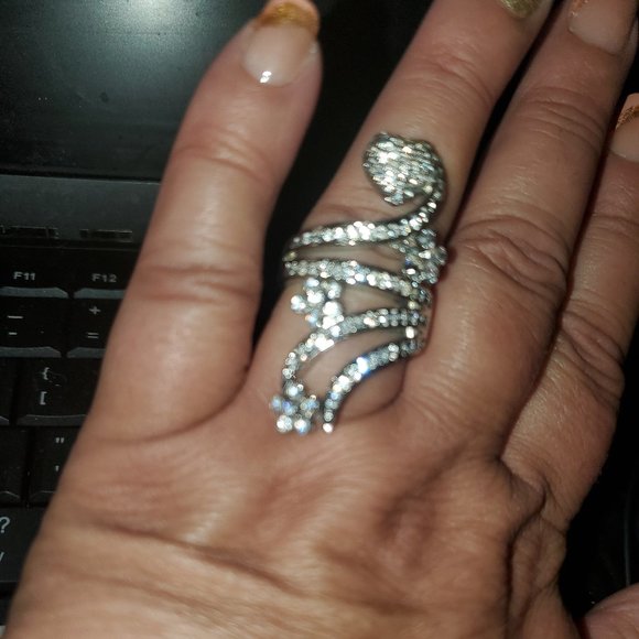 Custom Heart and flower Silver Ring - Picture 2 of 4